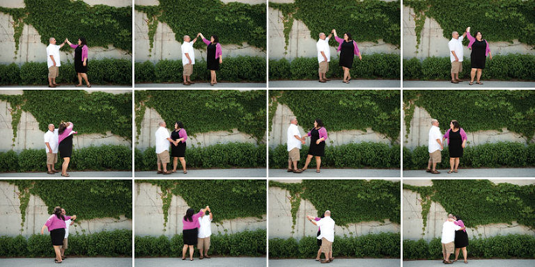 Dancing couple for their engagement photos