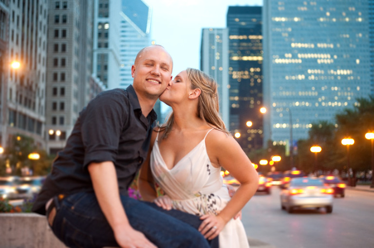 Super cute engagement photos on Michigan ave in Chicago, il