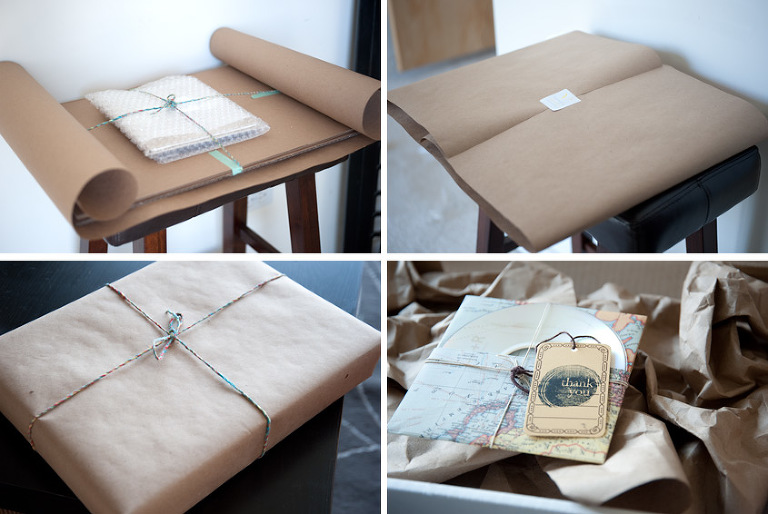 My packaging using brown mail paper and colorful twine
