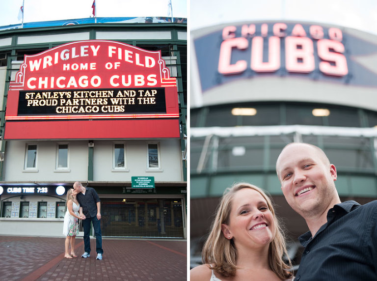 Engagement photos at the Chicago's Wrigley Field