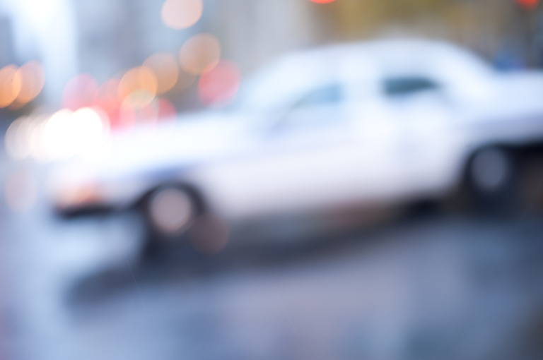 Out of focus photo of a Chicago Taxi