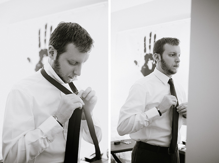 Groom Getting dressed at Acme Hotel in Chicago, IL