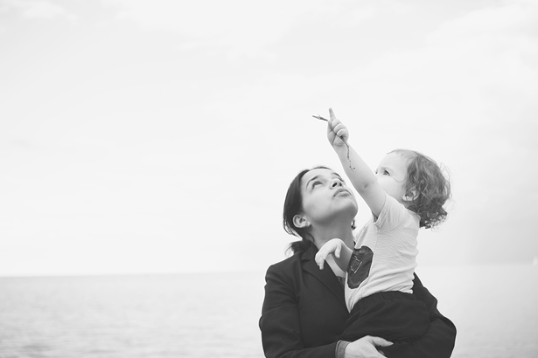 Mother daughter black and white portraits