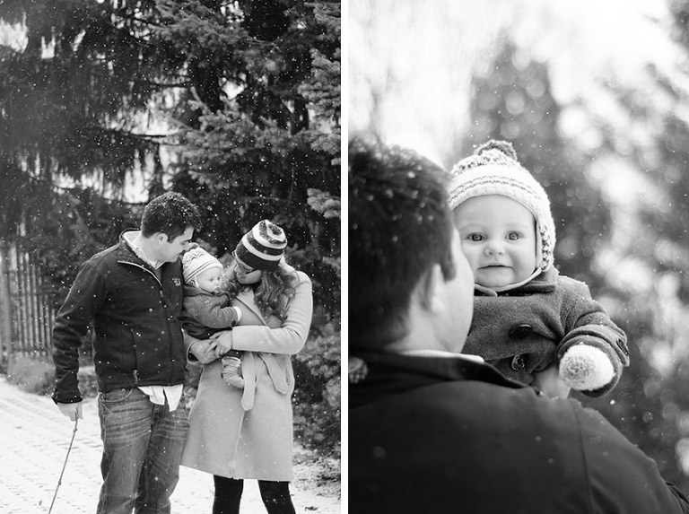 black and white family winter photos