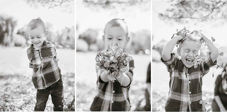 super cute children photos on boy with fall leaves